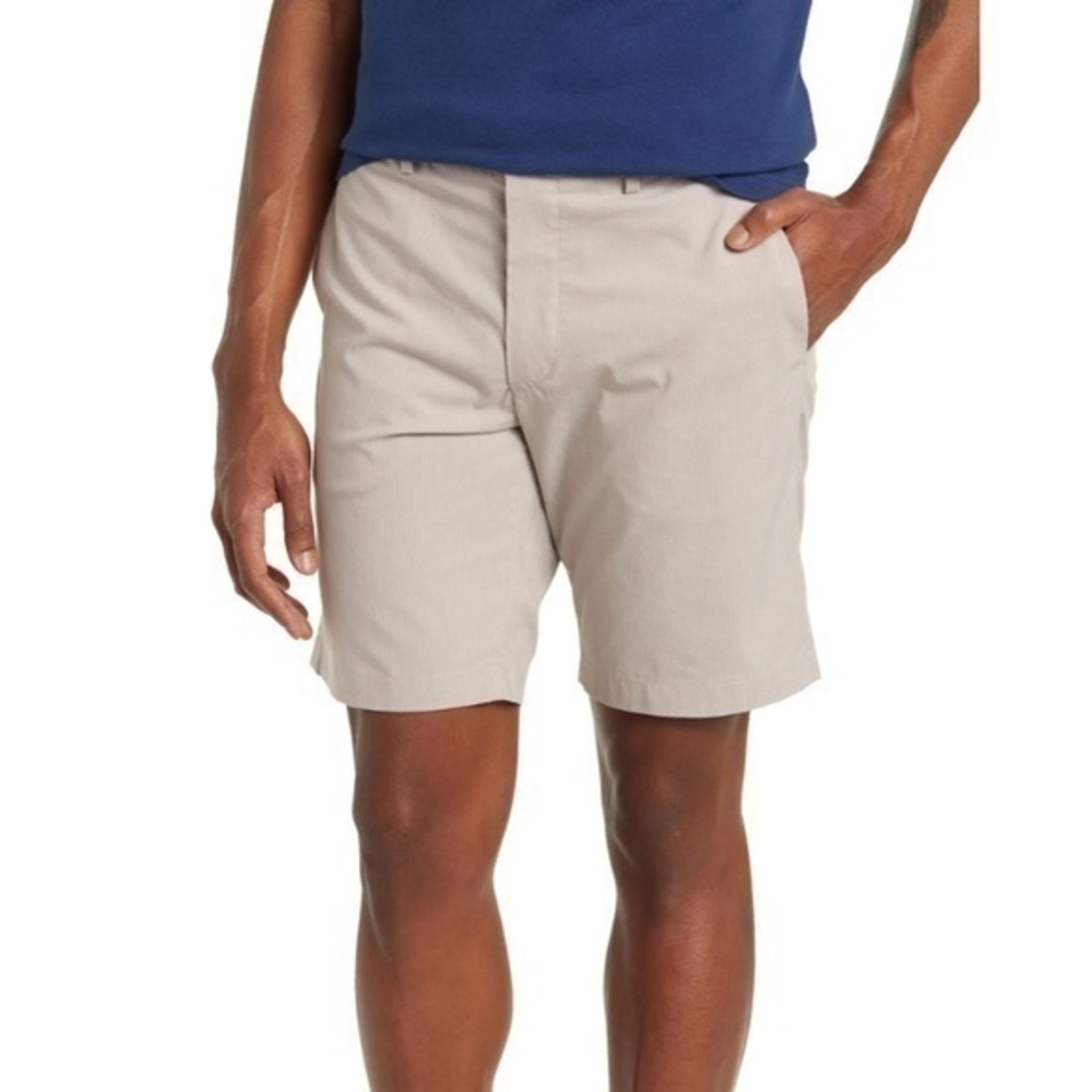 THEORY NWT Men’s Zaine Shorts Beige Khaki Flat Front Casual Stretch Cotton 38